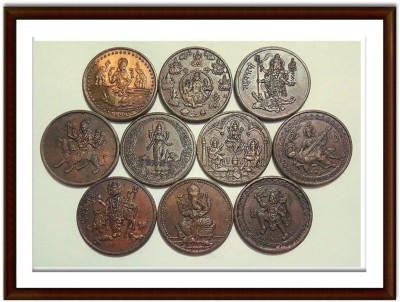 oldcoinwala Set of 10 Fancy Token Coins of Different Gods Perfect for Puja Spiritual Modern Coin Collection(10 Coins)