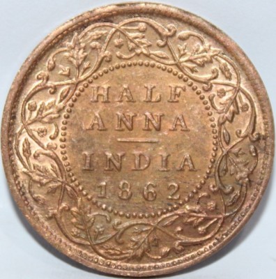 Eshop Half Anna 1862 (Victoria Queen) British India Rare Collecting Fancy old Coin Ancient Coin Collection(1 Coins)