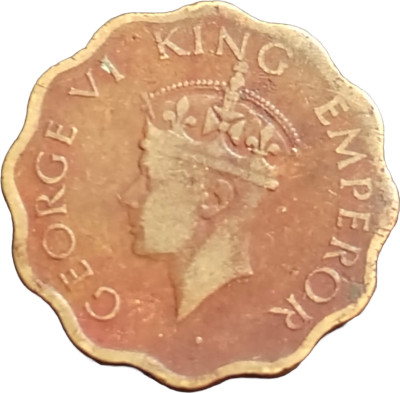ANTIQUEWAY Very Rare 1 Anna 1943 Lamination Error on Reverse George VI British India Medieval Coin Collection(1 Coins)