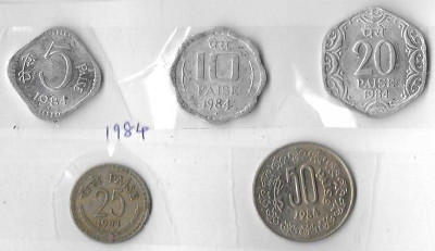 A1 International India 1984 5 Different Coins Lot Medieval Coin Collection(5 Coins)
