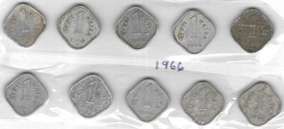 A1 International India 1966 Aluminium 1 Paisa 10 Coins Lot Medieval Coin Collection(10 Coins)