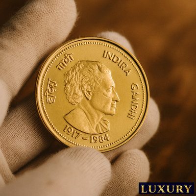 Luxury 1 Lakh 1917-1984 Indira Gandhi Goldplated Rare Fancy Modern Coin Collection(1 Coins)