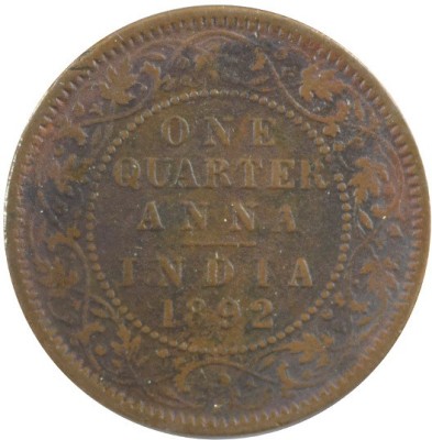 Mintage World British India Victoria Empress - Quarter Anna 1892 calcutta Medieval Coin Collection(1 Coins)