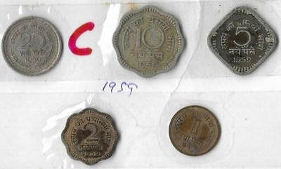 A1 International India 1959 Set Of 5 Different Coins Modern Coin Collection(5 Coins)