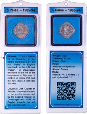 CoinXpress Learn Numismatics: 5 Paise Aluminium magnesium Minted from 1985 to 1994 blue Medieval Coin Collection(1 Coins)