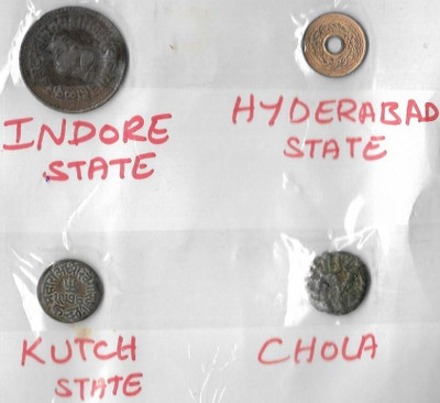 A1 International With Indore State India Old & Rare 4 Different Coins Ancient Coin Collection(4 Coins)