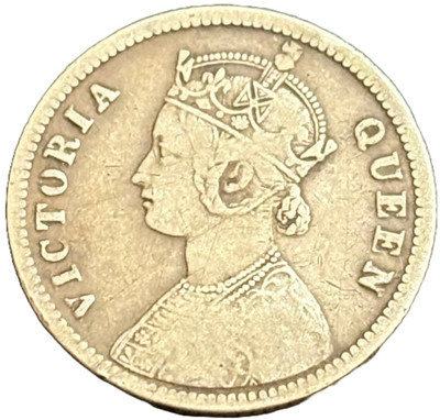 ANTIQUEWAY 1/4 Rupee 1876 with Broken Letter O of Victoria Key Date X Rare British India Medieval Coin Collection(1 Coins)