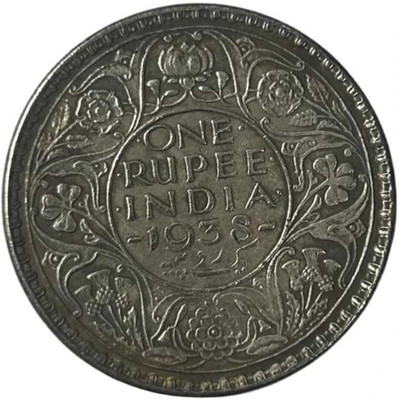 Vkcoins 1 rupee 1938 King George 6th, Silverplated Fancy India Medieval Coin Collection Modern Coin Collection(1 Coins)