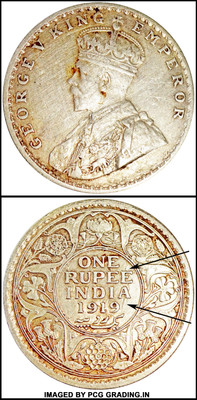 the coins INDIA BRITISH GEORGE V 1919 P C G GRADING Medieval Coin Collection(1 Coins)