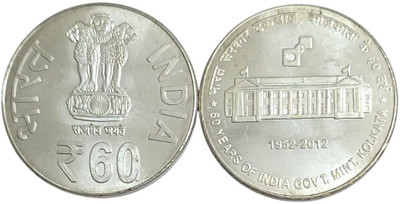 Eforest 60 Rupees 60 Years of India Govt. Mint Kolkata UNC Coin Modern Coin Collection(1 Coins)