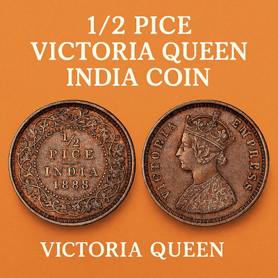 newway 1/2 Pice 1888 Victoria Empress British India Collectible Old Rare Copper Medieval Coin Collection(1 Coins)