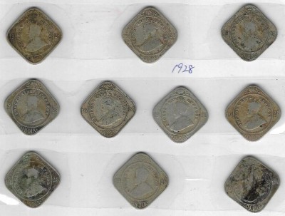 A1 International Rare British India George V 1928 2 Annas 10 Coins Lot Medieval Coin Collection(10 Coins)