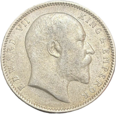 ANTIQUEWAY 1904 Silver One Rupee bottom stroke of numeral 4 short Edward VII Scarce Coin Medieval Coin Collection(1 Coins)