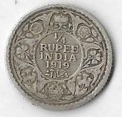 A1 International British India 1919 George V 1/4 Quarter Rupee Silver Coin Medieval Coin Collection(1 Coins)