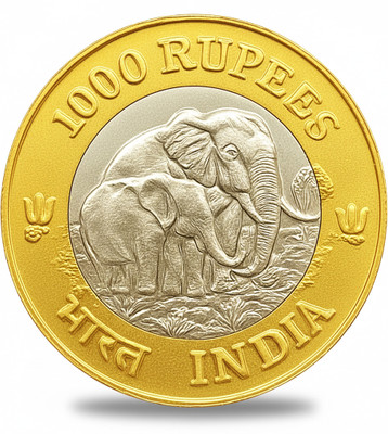 Klox Bi-Metallic 1000 Rupees 2025 Twin Elephants, Collecting India Rare Modern Coin Collection(1 Coins)