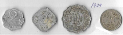 A1 International India 1979 4 Different Coins Lot Modern Coin Collection(4 Coins)