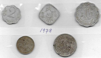 A1 International India 1978 5 Different Coins Lot Medieval Coin Collection(5 Coins)