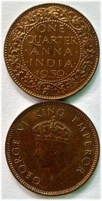 Manmai BRITISH INDIA QUATER ANNA UNCIRCULATED CONDITION 1939 Medieval Coin Collection(9 Coins)