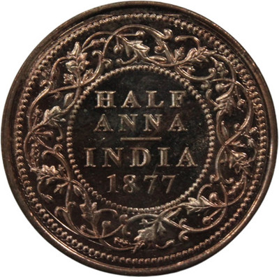 CoinView Half Anna (1877) Collectible Old and Rare Copper Coin Medieval Coin Collection(1 Coins)
