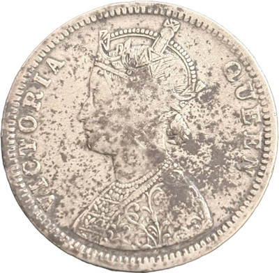 ANTIQUEWAY 1862 One Rupee 1/2 Dots Raw Condition X Rare Victoria Queen British India Medieval Coin Collection(1 Coins)
