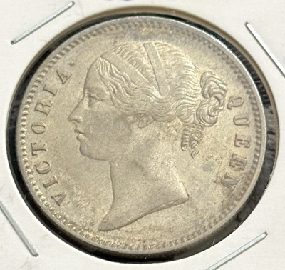 NUMISG 1840 Silver One Rupee Divided Legend Die Rotation Error Victoria Queen EIC Medieval Coin Collection(1 Coins)