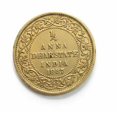 Vkcoins ¼ ANNA DHAR STATE 1887 - VICTORIIA EMPRESS RARE GOLD PLATED COIN Modern Coin Collection(1 Coins)