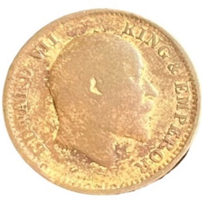 ANTIQUEWAY Scarce Bronze 1906 Quarter Anna Edward VII British India Medieval Coin Collection(1 Coins)