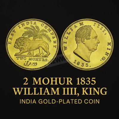 newway 2 Mohur 1835 William IIII Gold Plated Rare Fancy Medieval Coin Collection(1 Coins)