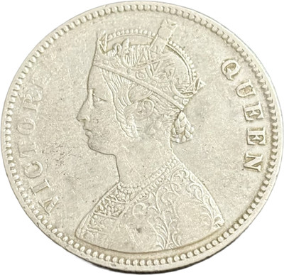 ANTIQUEWAY 1876 Silver One Rupee Victoria Queen X Rare British India Coin Medieval Coin Collection(1 Coins)