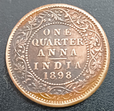 Sanjay Online Store BRITISH INDIA ONE QUARTER ANNA 1898 VICTORIA EMPRESS COPPER Ancient Coin Collection(1 Coins)