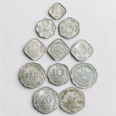 SHUBHCOINS Republic 11 Different Aluminum Coin Set with Commemorative in Good Condition Medieval Coin Collection(11 Coins)