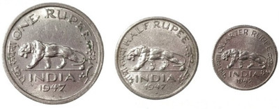 Naaz Rare Collection British 1 Rupees 1/2 Rupee 1/4 Rupee Set Of 3 Coin Medieval Coin Collection(3 Coins)