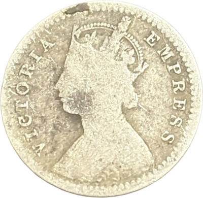 NUMISG 1887 Silver Two Annas C Incuse Victoria Empress X Rare British India Medieval Coin Collection(1 Coins)