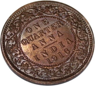 Prideindia 1 Quarter Anna (1916) George V British Old and Rare Coin Ancient Coin Collection(1 Coins)