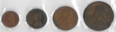 A1 International Rare British India Victoria Empress 4 Different Coins Lot Medieval Coin Collection(4 Coins)