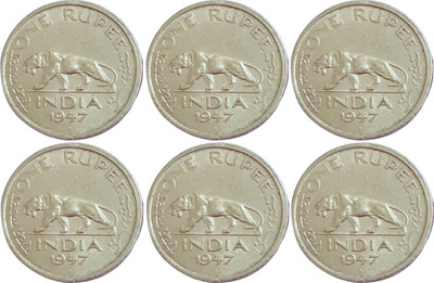 PPEcoins BRITISH INDIA - 1 Rupee - George VI 1947 Nickel 6 COINS LOT Ancient Coin Collection(6 Coins)