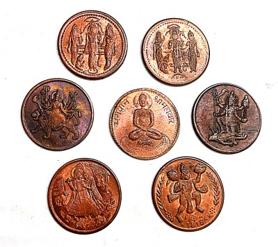 NISARA COLLECTIBLES Set of 7 quarteranna 1818 EIC with Mix Gods Ancient Coin Collection(7 Coins)