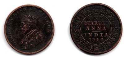 ANK 1916 George Vi King Emperor One Quarter Anna copper British india coin rare Ancient Coin Collection(1 Coins)