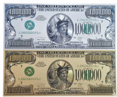 Vkcoins 1000000 US Dollar Bill 24Kt Gold & SILVER Plated (2 PCS SET) Fancy Item Modern Coin Collection(1 Coins)