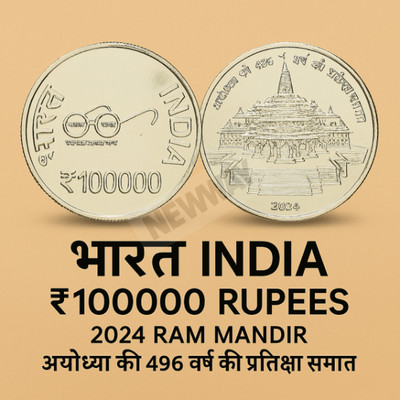 newway 100000 Rs. Ram Mandir Ayodhya Silverplated Fancy Coin Modern Coin Collection(1 Coins)