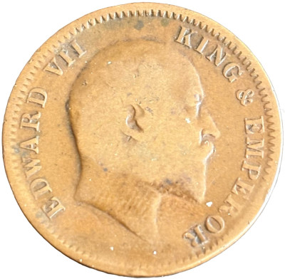 ANTIQUEWAY 1909 X Rare 1/4 Anna Ghost Impression at Rev. Key Date Edward VII British India Medieval Coin Collection(1 Coins)