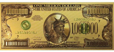 Eforest 1 Million (1000000) US Dollar Bill 24Kt Gold Plated 1 Plastic currency Modern Coin Collection(1 Coins)