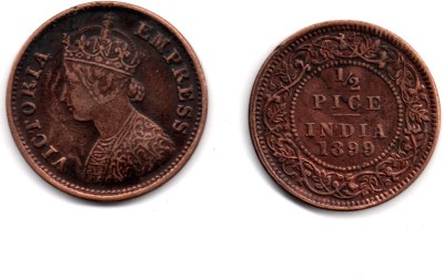 ANK 1899 Victoria Emperor Half Pice Anna copper British india coin rare Ancient Coin Collection(1 Coins)