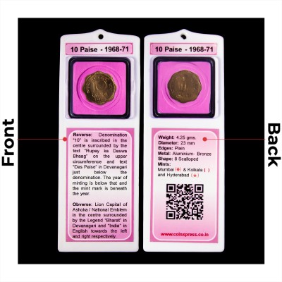 CoinXpress Learn Numismatics: 10 Paise Aluminium bronze Minted from 1968 to 1971 pink Medieval Coin Collection(2 Coins)