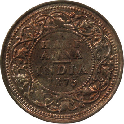CoinView Half Anna (1875) Collectible Old and Rare Used Condition Copper Coin Medieval Coin Collection(1 Coins)