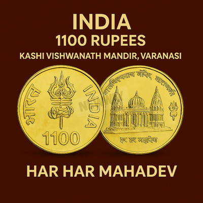 newway 1100 Rs. Kashi Vishwanath Mandir, Varanasi Goldplated Rare Fancy Modern Coin Collection(1 Coins)
