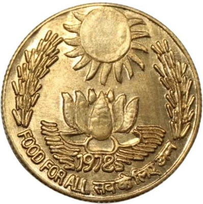 Vkcoins 20 Paise (1972) Food For All Republic India Collectible Old and Rare Modern Coin Collection(1 Coins)
