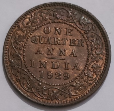 ANTIQUEWAY GEM UNC 1929 QUARTER ANNA GEORGE V BRITISH INDIA COIN Medieval Coin Collection(1 Coins)