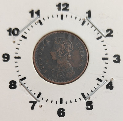 ANTIQUEWAY 1/12 Anna 1887 with Die Rotation Error 11'O Clock Victoria Empress British India Medieval Coin Collection(1 Coins)