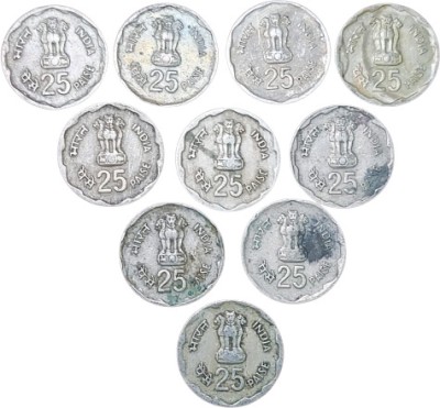 rbf 25 Paise 10 COIN (Rural Women's Advancement) 1980 Copper-nickel 2.4 GRAM Medieval Coin Collection(10 Coins)
